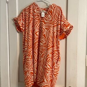 Entro Vibrant Orange and Cream Dress